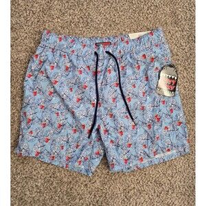 PARTY SHARKS Swim Trunks Size XL Blue Palm Solo Red Cups Print *NWT*